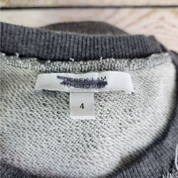 10 Crosby Derek Lam Women's Striped Knit Layered Blouse Grey/White Size 4 - Picture 9 of 9